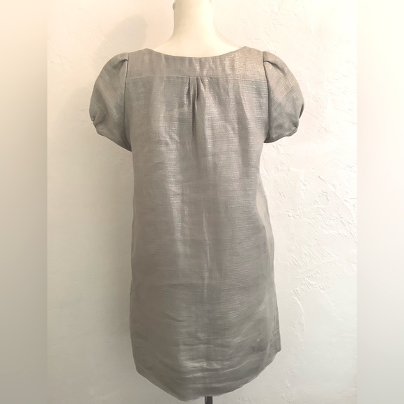 Sandro Paris 100% Silver Linen Evening Babydoll Dress, size 1 (2-6), worn once. - Picture 2 of 14